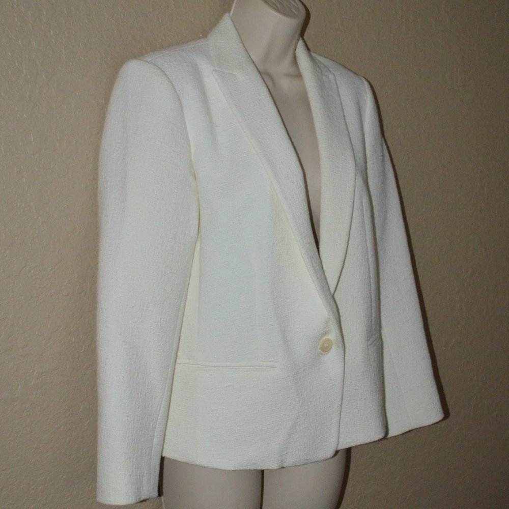 Sz 4 Theory White Texturedsingle Button Jacket Bl… - image 4